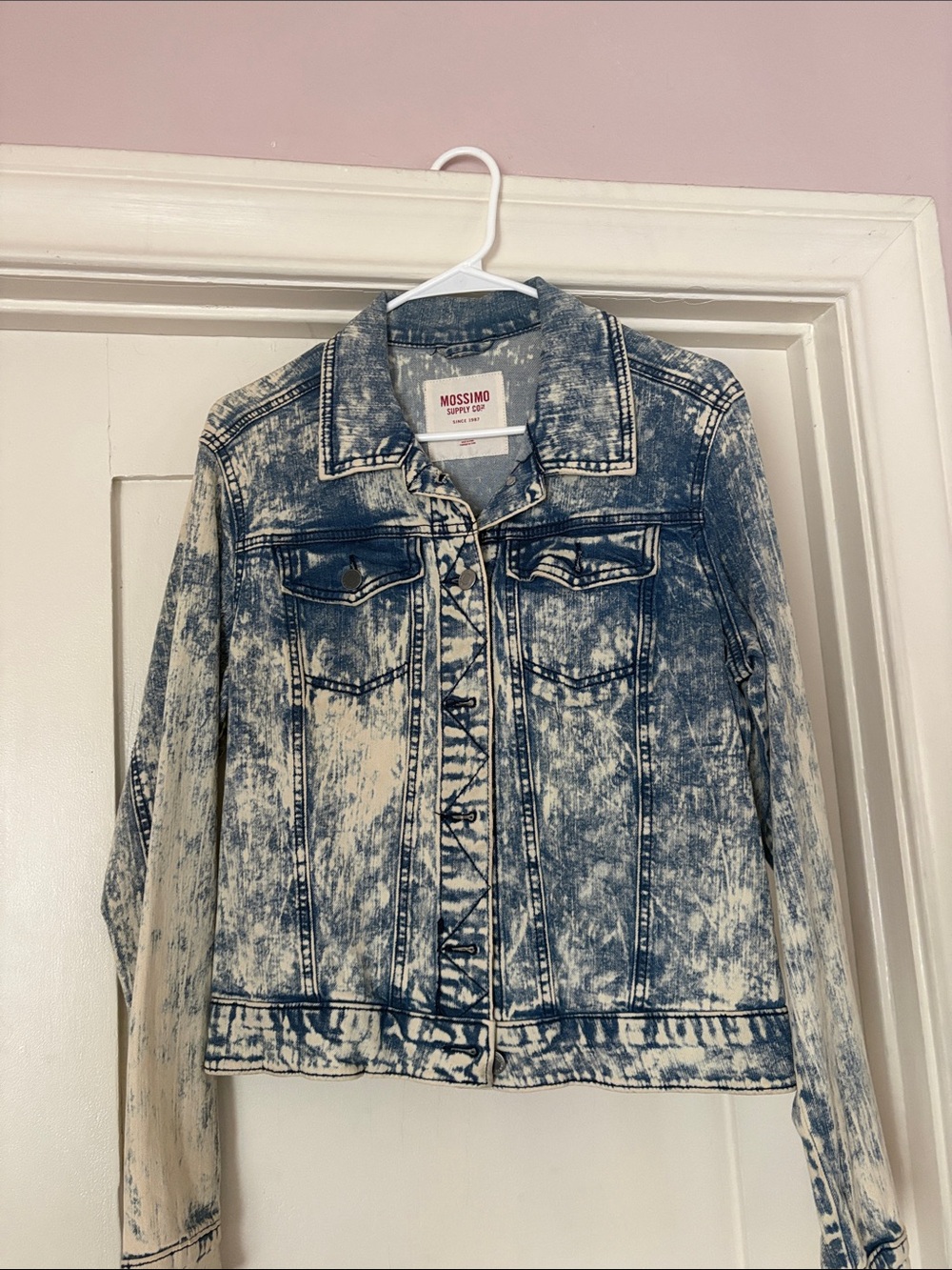 Mossimo Supply Co. Acid Wash Blue & White Denim Jacket